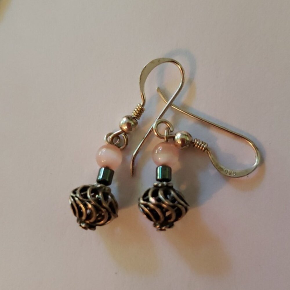 3 pairs of earrings Sterling silver with pink, white and red NWOT - Picture 2 of 10